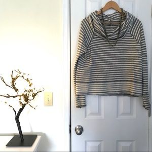 Distressed Free People cowl neck pullover